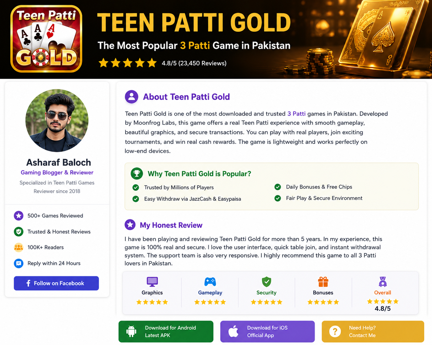 Teen Patti Gold download guide, review, ratings, and features for Pakistan